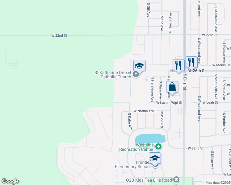 map of restaurants, bars, coffee shops, grocery stores, and more near 2001 South Katie Avenue in Sioux Falls