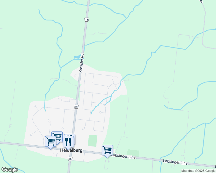 map of restaurants, bars, coffee shops, grocery stores, and more near 2 Chancellor Drive in Heidelberg