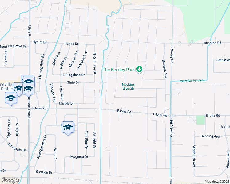 map of restaurants, bars, coffee shops, grocery stores, and more near 3650 Ola Vista Drive in Idaho Falls