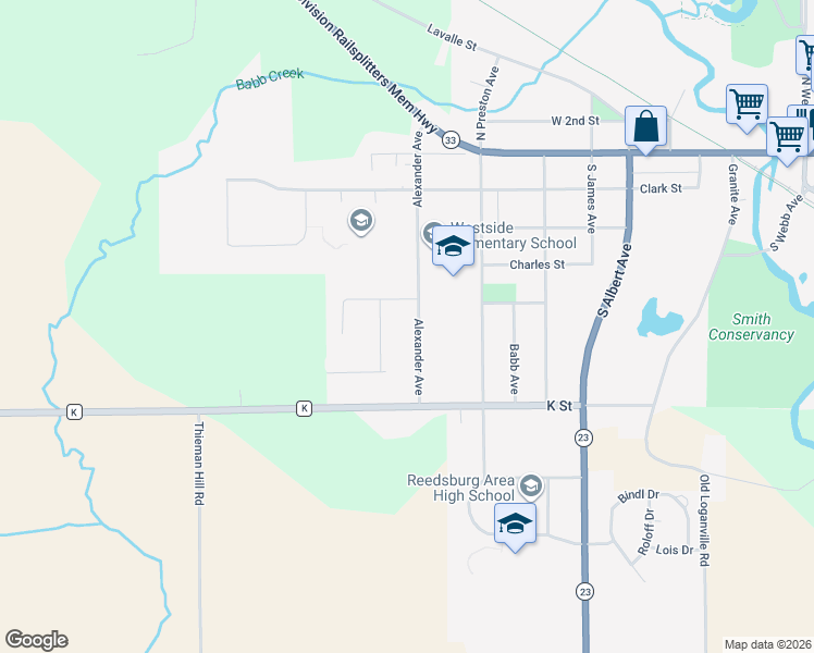 map of restaurants, bars, coffee shops, grocery stores, and more near 532 Alexander Avenue in Reedsburg