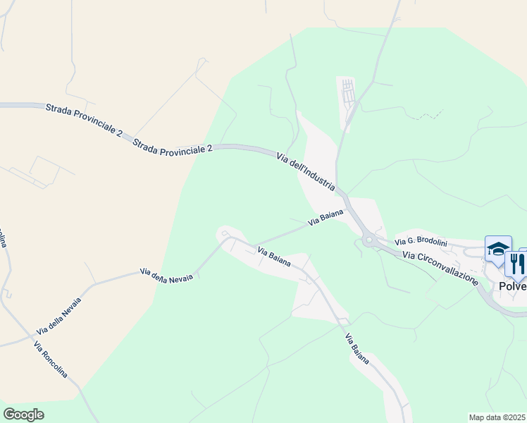 map of restaurants, bars, coffee shops, grocery stores, and more near 10 Via Baiana in Provincia di Ancona