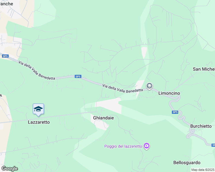 map of restaurants, bars, coffee shops, grocery stores, and more near 119 Via della Valle Benedetta in Provincia di Livorno