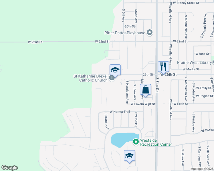 map of restaurants, bars, coffee shops, grocery stores, and more near 1813 South Katie Avenue in Sioux Falls
