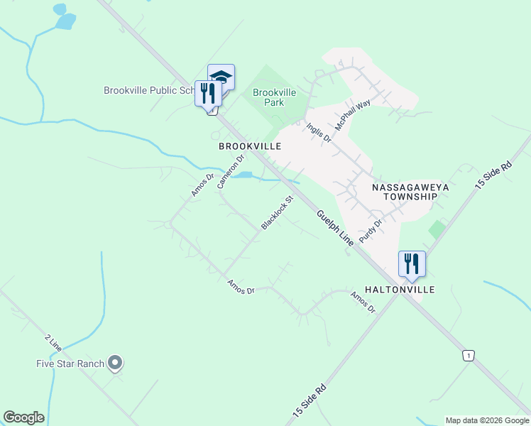 map of restaurants, bars, coffee shops, grocery stores, and more near 2039 Blacklock Street in Milton