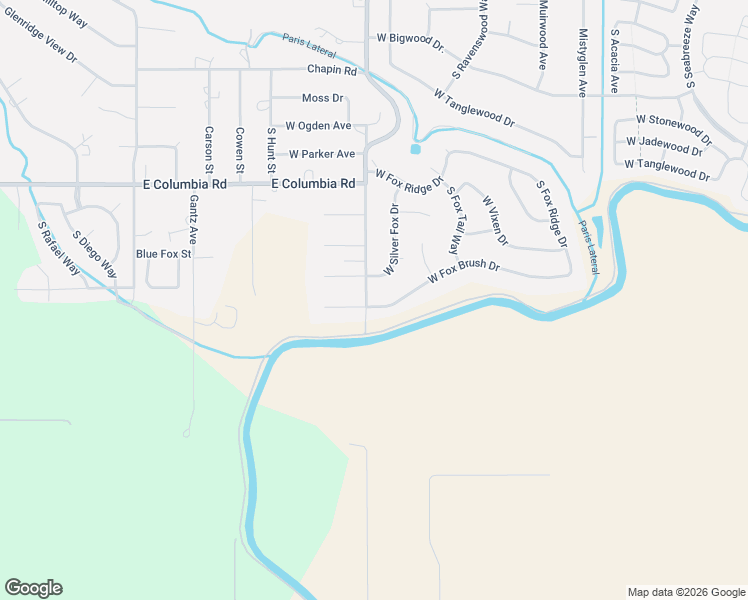 map of restaurants, bars, coffee shops, grocery stores, and more near 10580 West Fox Brush Drive in Boise