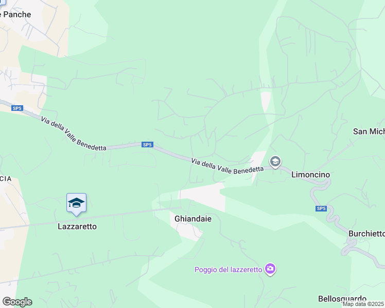 map of restaurants, bars, coffee shops, grocery stores, and more near 119 Via della Valle Benedetta in Provincia di Livorno