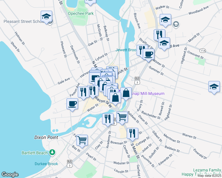 map of restaurants, bars, coffee shops, grocery stores, and more near in Laconia