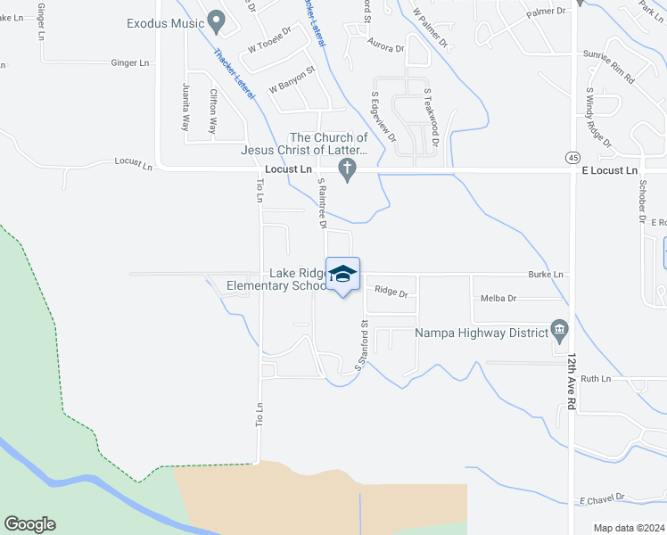 map of restaurants, bars, coffee shops, grocery stores, and more near 4228 South Raintree Drive in Nampa