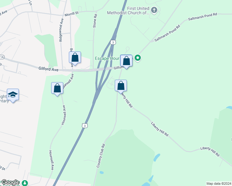 map of restaurants, bars, coffee shops, grocery stores, and more near 36 Country Club Road in Gilford
