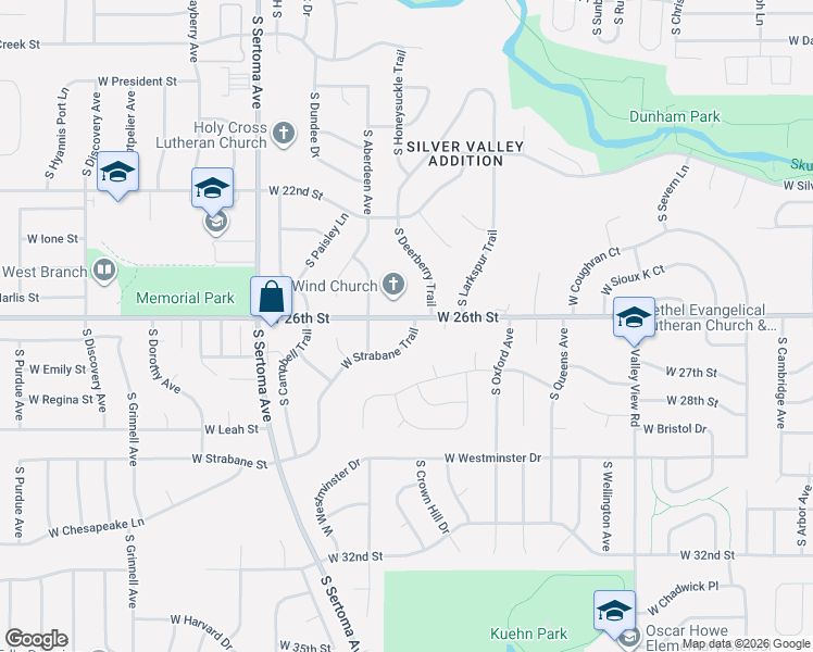 map of restaurants, bars, coffee shops, grocery stores, and more near West Strabane Trail in Sioux Falls
