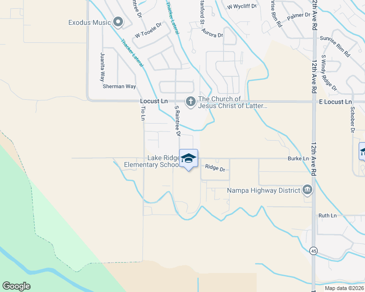 map of restaurants, bars, coffee shops, grocery stores, and more near 4228 South Raintree Drive in Nampa