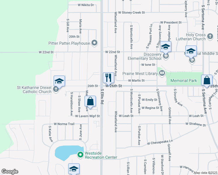map of restaurants, bars, coffee shops, grocery stores, and more near 8400 West 26th Street in Sioux Falls