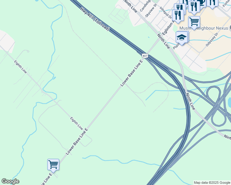 map of restaurants, bars, coffee shops, grocery stores, and more near 1521 East Lower Base Line in Milton