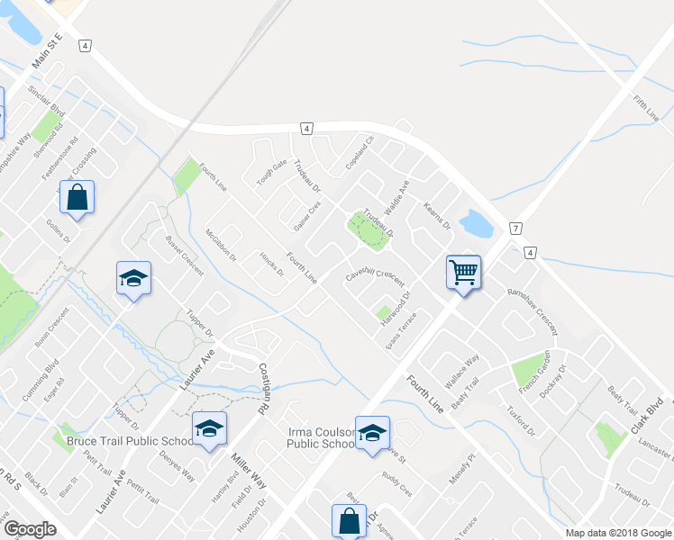 map of restaurants, bars, coffee shops, grocery stores, and more near 1518 Croft Avenue in Milton