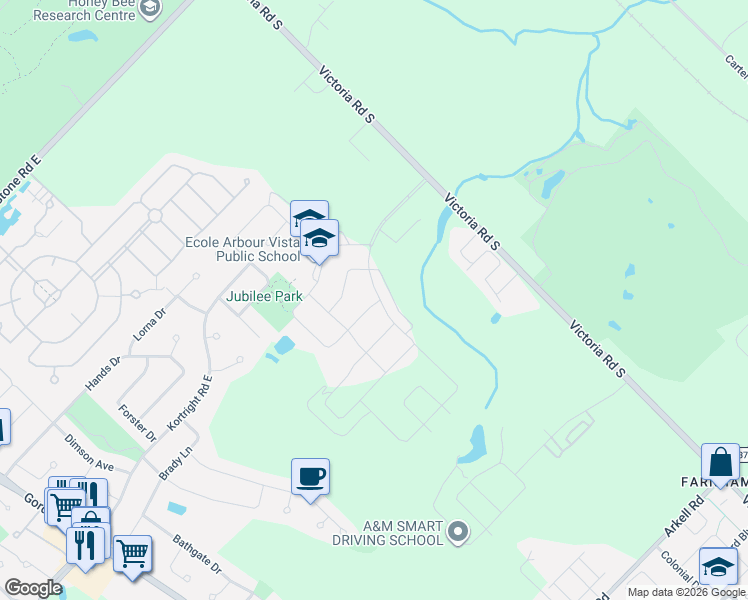 map of restaurants, bars, coffee shops, grocery stores, and more near in Guelph
