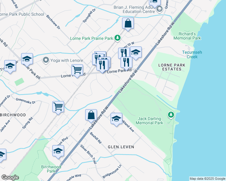 map of restaurants, bars, coffee shops, grocery stores, and more near 1017 Albertson Crescent in Mississauga