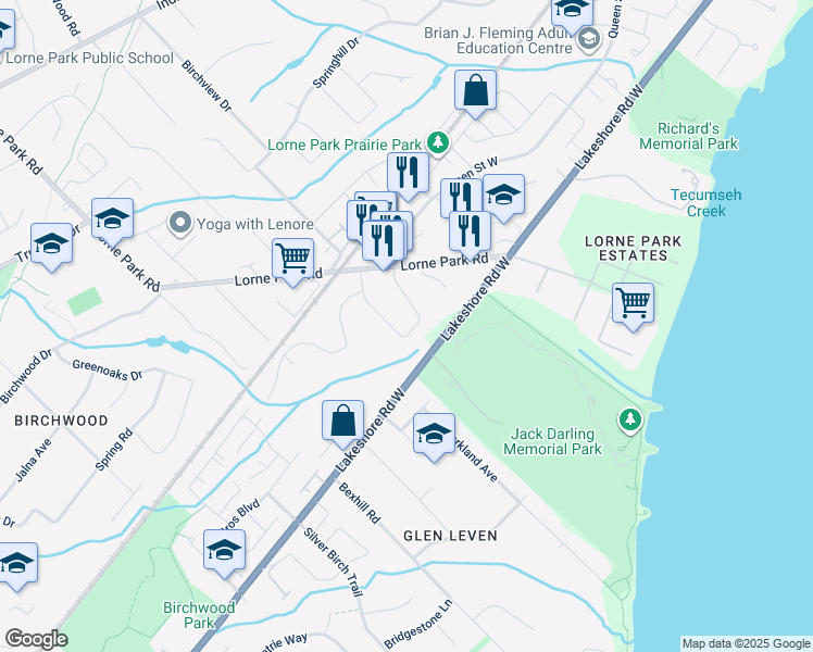 map of restaurants, bars, coffee shops, grocery stores, and more near 1017 Albertson Crescent in Mississauga