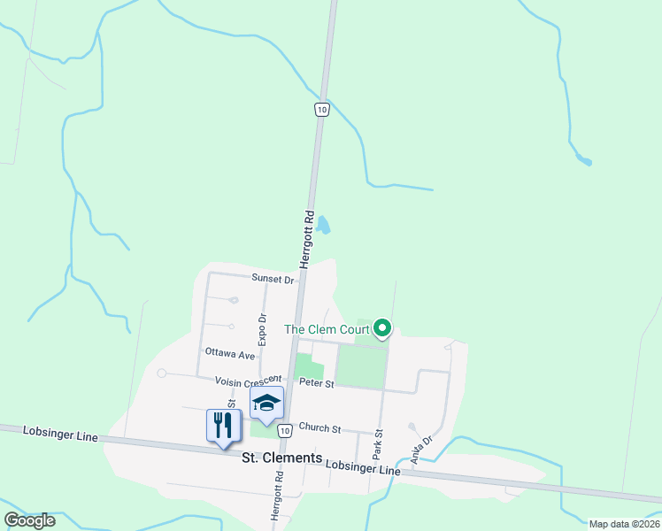 map of restaurants, bars, coffee shops, grocery stores, and more near 2865 Herrgott Road in Saint Clements