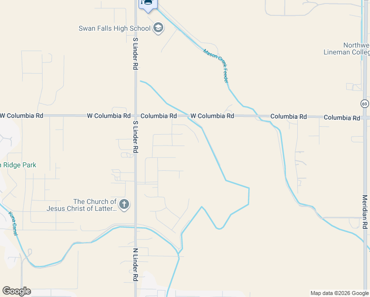 map of restaurants, bars, coffee shops, grocery stores, and more near 1235 West Columbia Road in Meridian