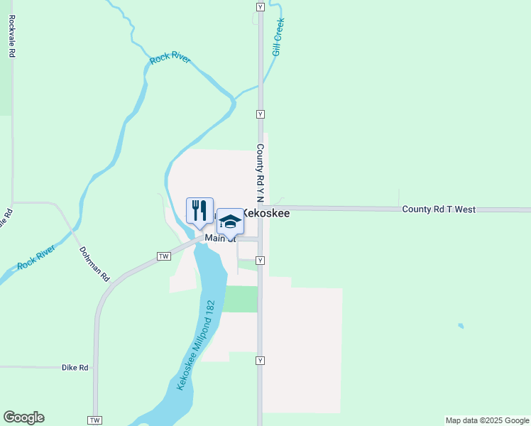 map of restaurants, bars, coffee shops, grocery stores, and more near in Kekoskee