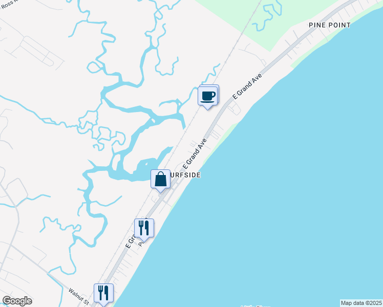 map of restaurants, bars, coffee shops, grocery stores, and more near 192 East Grand Avenue in Old Orchard Beach