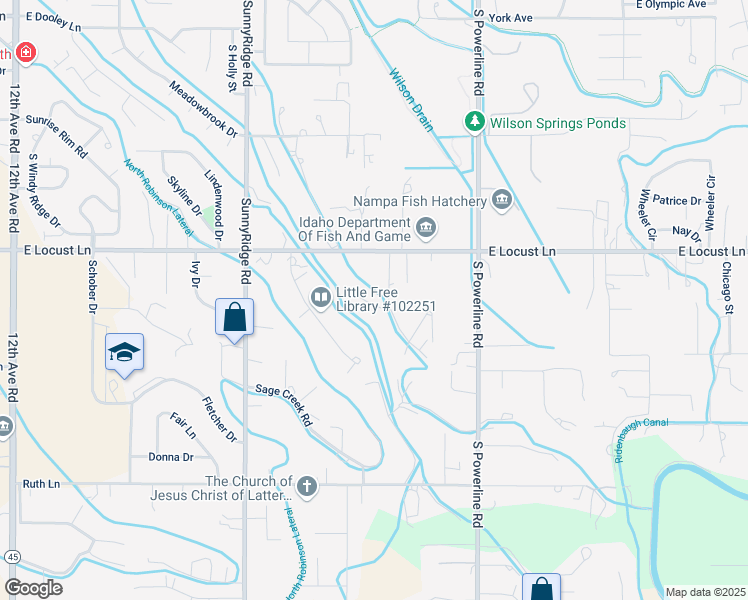 map of restaurants, bars, coffee shops, grocery stores, and more near 4019 Pleasant View Drive in Nampa