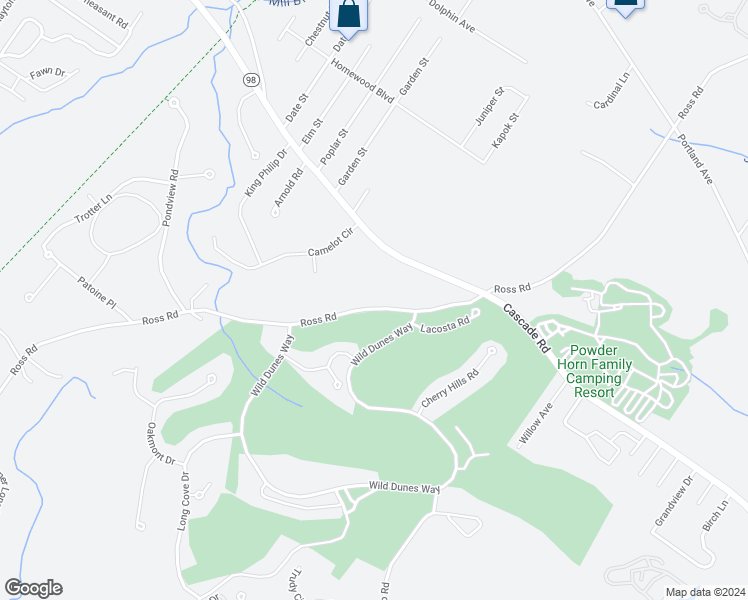 map of restaurants, bars, coffee shops, grocery stores, and more near 72 Ross Road in Old Orchard Beach