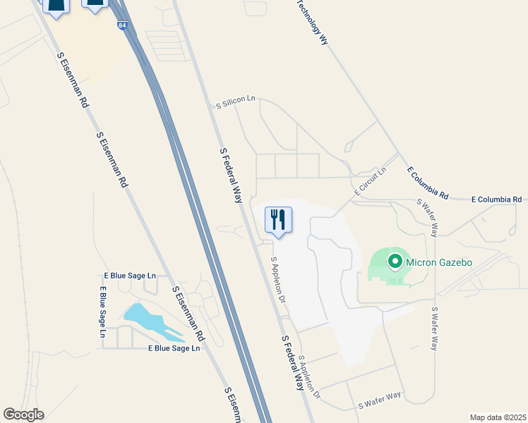 map of restaurants, bars, coffee shops, grocery stores, and more near 8000 South Federal Way in Boise