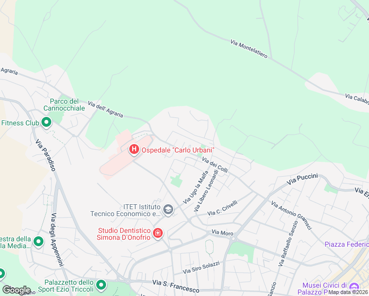 map of restaurants, bars, coffee shops, grocery stores, and more near 7 Piazza Andrea Vesalio in Jesi