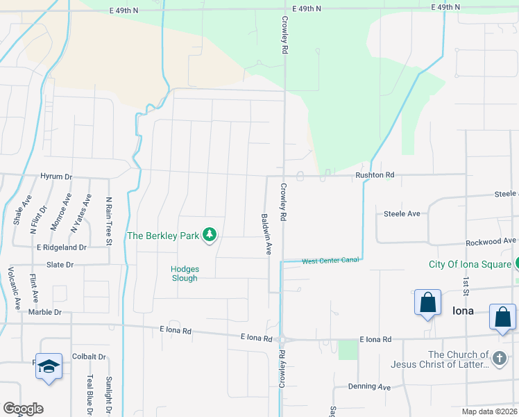 map of restaurants, bars, coffee shops, grocery stores, and more near 3907 North 45th East in Idaho Falls