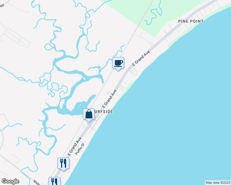 map of restaurants, bars, coffee shops, grocery stores, and more near 203 East Grand Avenue in Old Orchard Beach