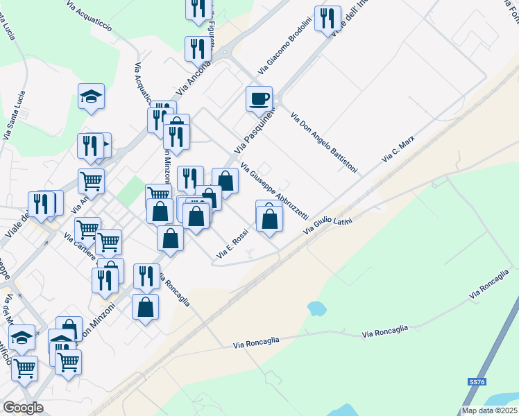 map of restaurants, bars, coffee shops, grocery stores, and more near 58b Via Ernesto Rossi in Jesi