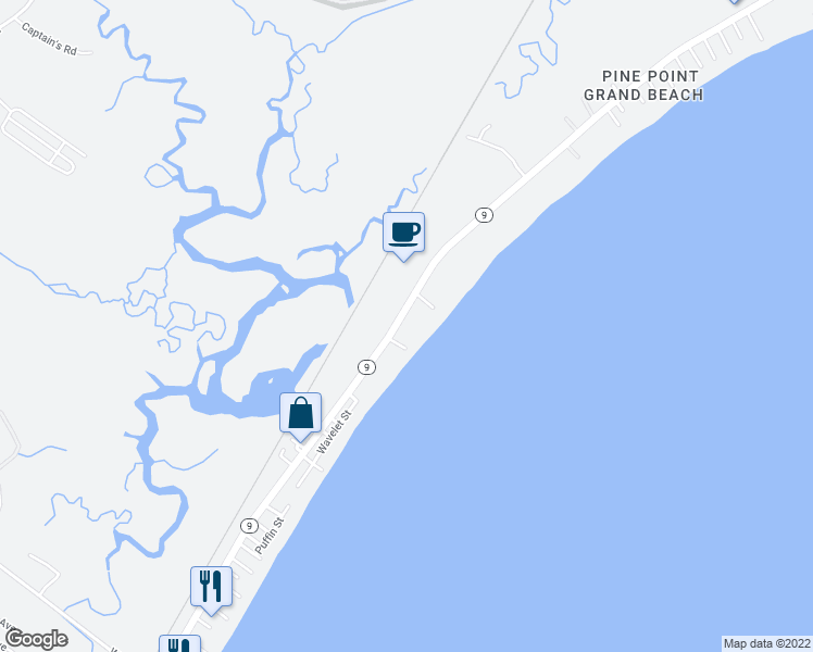 map of restaurants, bars, coffee shops, grocery stores, and more near 203 East Grand Avenue in Old Orchard Beach