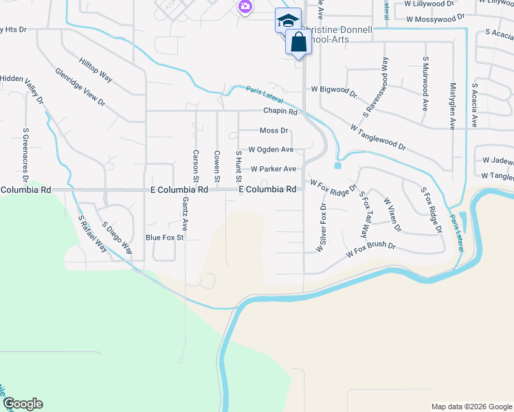 map of restaurants, bars, coffee shops, grocery stores, and more near 10847 Columbia Road in Boise