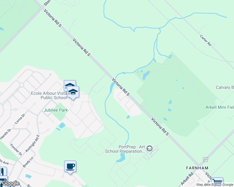 map of restaurants, bars, coffee shops, grocery stores, and more near 1035 Victoria Road South in Guelph