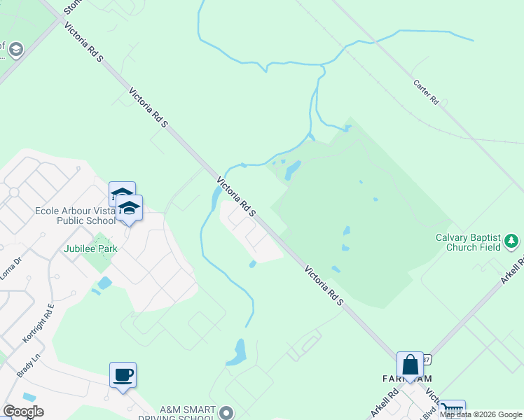 map of restaurants, bars, coffee shops, grocery stores, and more near 998 Victoria Road South in Guelph