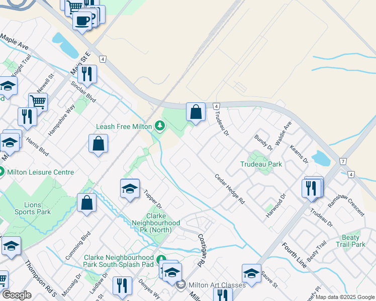 map of restaurants, bars, coffee shops, grocery stores, and more near 306 Cedar Hedge Road in Milton
