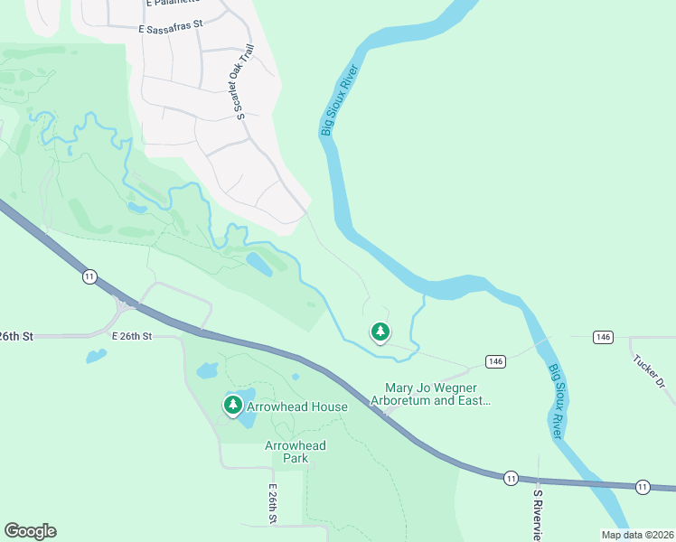 map of restaurants, bars, coffee shops, grocery stores, and more near 1400 South Scarlet Oak Trail in Sioux Falls