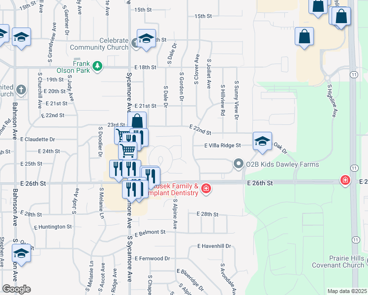 map of restaurants, bars, coffee shops, grocery stores, and more near 4701 E Cynthia Dr in Sioux Falls