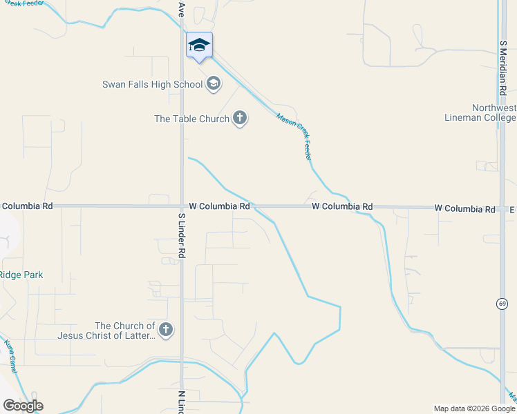 map of restaurants, bars, coffee shops, grocery stores, and more near 1235 South Rocky Mount Lane in Meridian