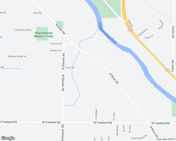 map of restaurants, bars, coffee shops, grocery stores, and more near 11775 Scott Road in Freeland