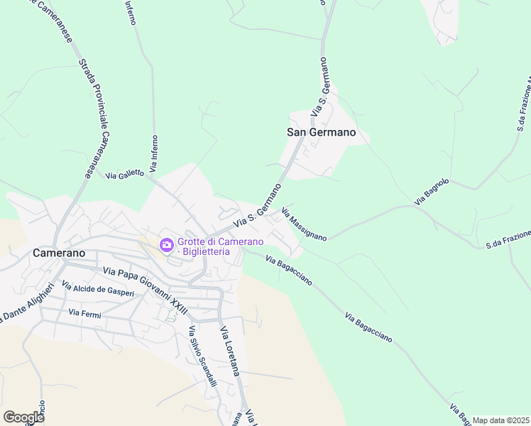 map of restaurants, bars, coffee shops, grocery stores, and more near 8 Via San Germano in Camerano