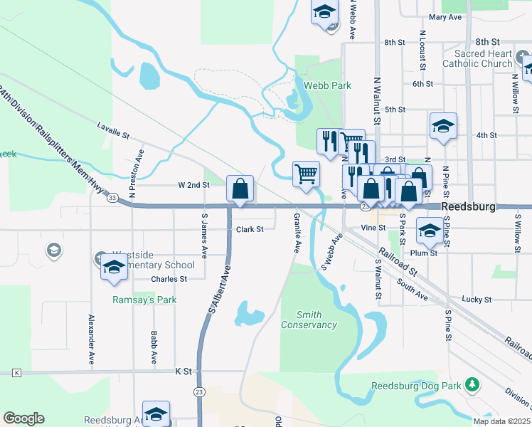 map of restaurants, bars, coffee shops, grocery stores, and more near 125 West Main Street in Reedsburg