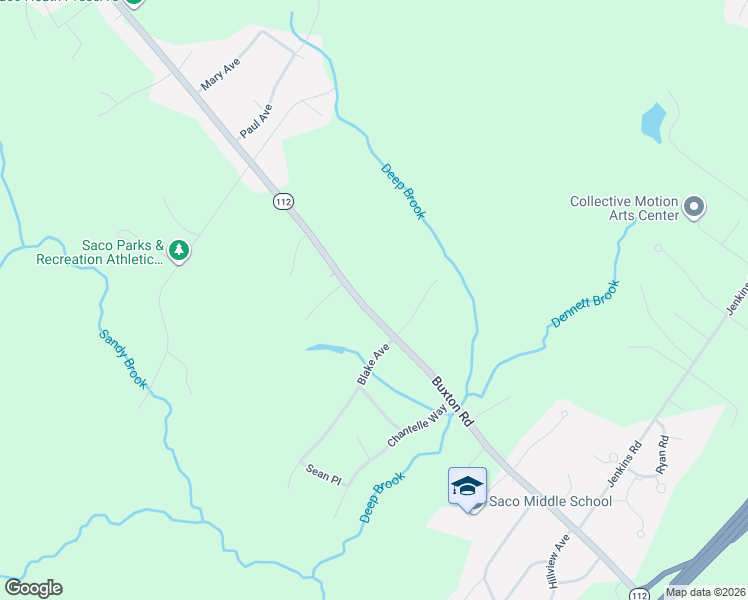 map of restaurants, bars, coffee shops, grocery stores, and more near 83 Buxton Road in Saco