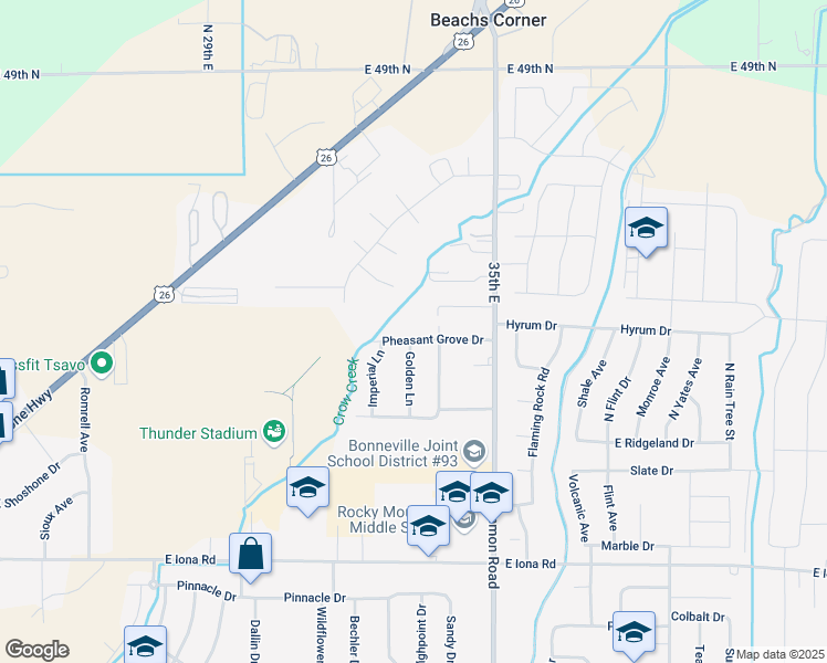 map of restaurants, bars, coffee shops, grocery stores, and more near 3226 East Edwards Drive in Idaho Falls