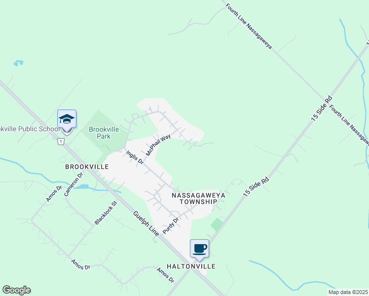 map of restaurants, bars, coffee shops, grocery stores, and more near 11135 Menzies Court in Milton