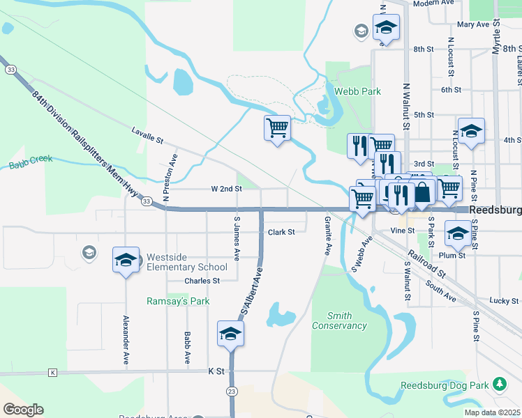 map of restaurants, bars, coffee shops, grocery stores, and more near in Reedsburg
