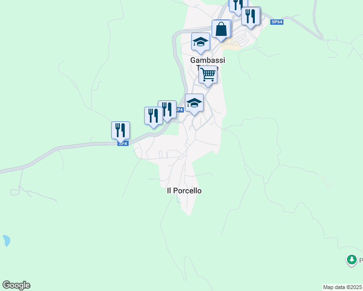 map of restaurants, bars, coffee shops, grocery stores, and more near 116 Via Galileo Galilei in Gambassi Terme