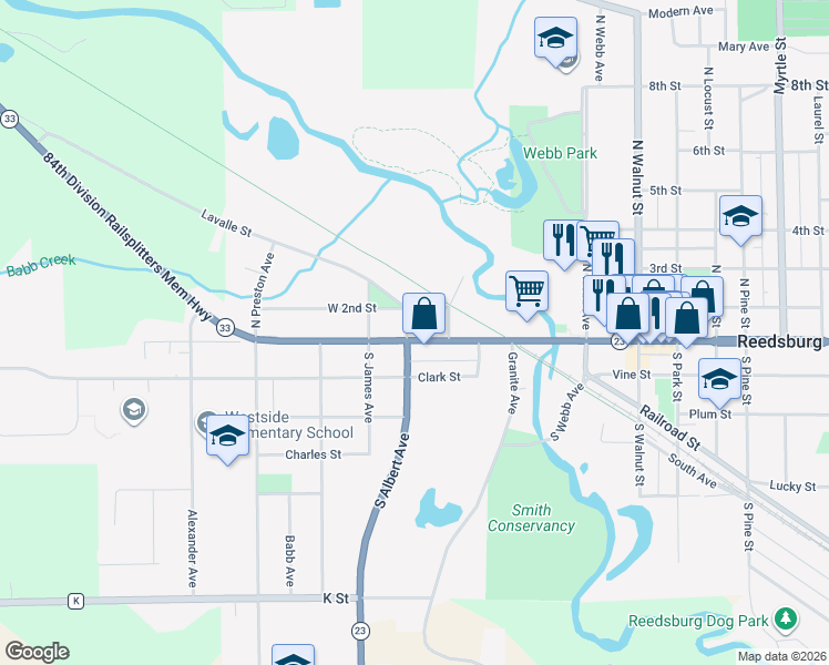 map of restaurants, bars, coffee shops, grocery stores, and more near in Reedsburg