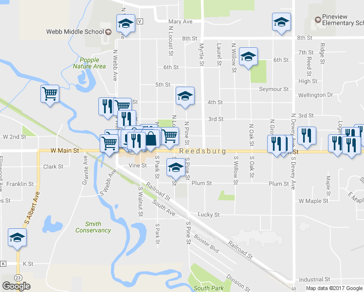 map of restaurants, bars, coffee shops, grocery stores, and more near 441 East Main Street in Reedsburg